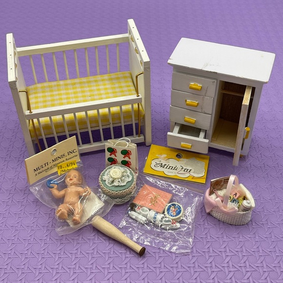 Vintage 90s mini collectables baby room miniature set/ lot - Picture 2 of 15